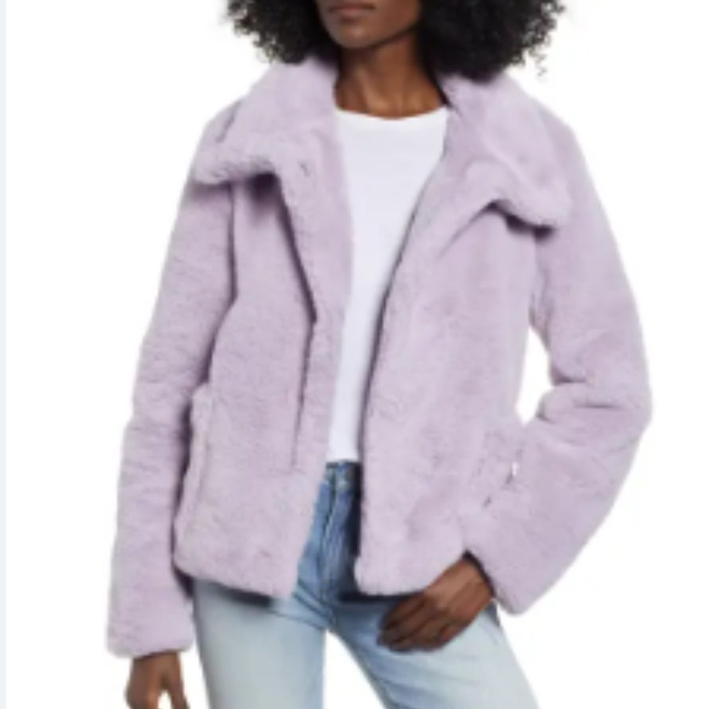 Leith Fur-Fect Faux Fur Jacket - Purple